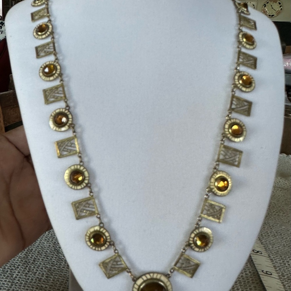 Vintage enamel and gold tone necklace - Picture 5 of 8
